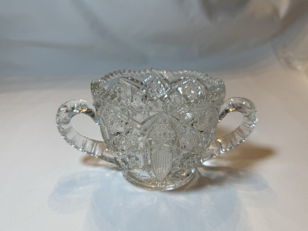 1930’s Pressed Glass, Star Design, MG6 by McKee 4” W x 3.5” H